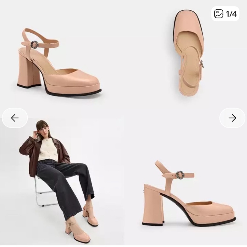 Coach Tea Rose GLZD LTH PUMP in cream